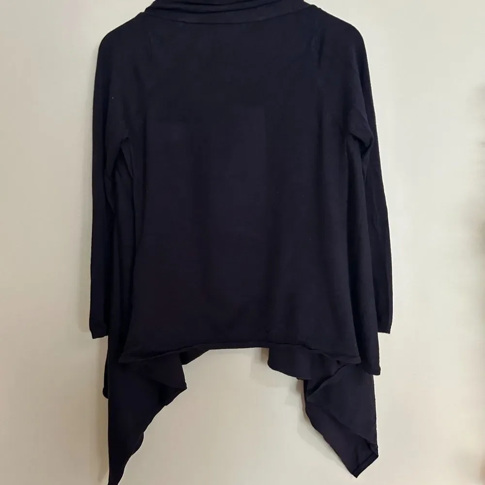 Zara Knit Navy Waterfall Open Cardigan